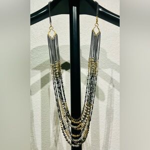 Vintage Gold & Silver-tone Multi-strand Statement Necklace